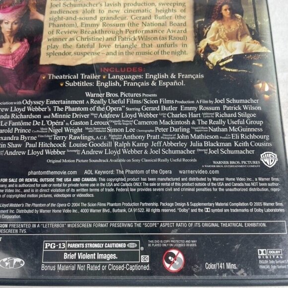 The Phantom of the Opera 2004 u Drama Musical Gerard Butler Emmy Rossum Patrick - Picture 4 of 4